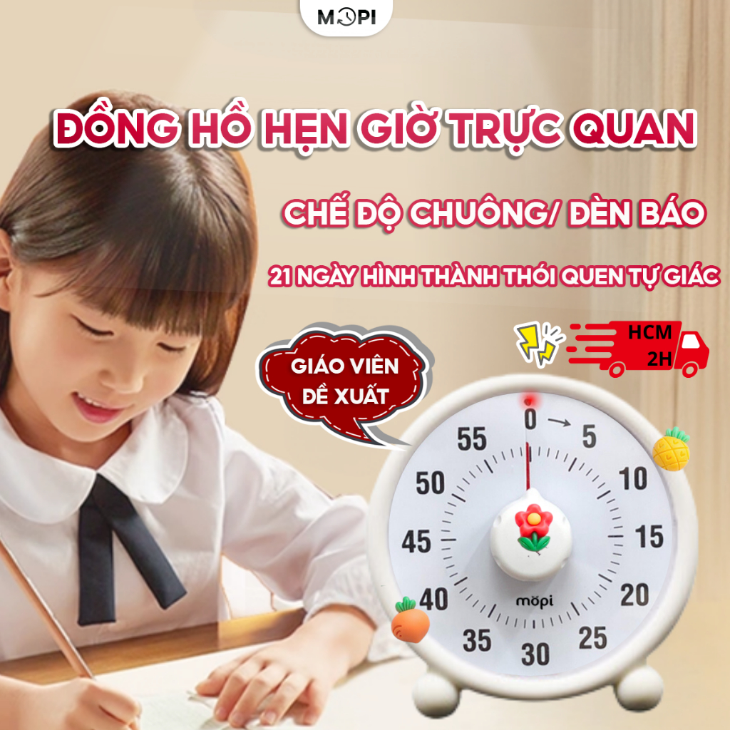 Đồng hồ Pomodoro bấm giờ học tập, mopi timer MP038 đếm ngược tập trung cho bé, đồng hồ hẹn giờ mini 