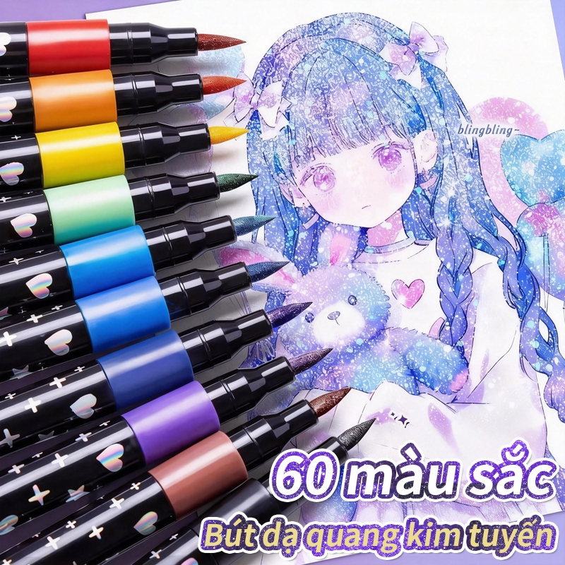 MUYUAN문구점-bút acrylic marker nhũ, Marker Acrylic 72/48/24 màu, Thiết kế đầu mềm, Sử dụng bởi học sin