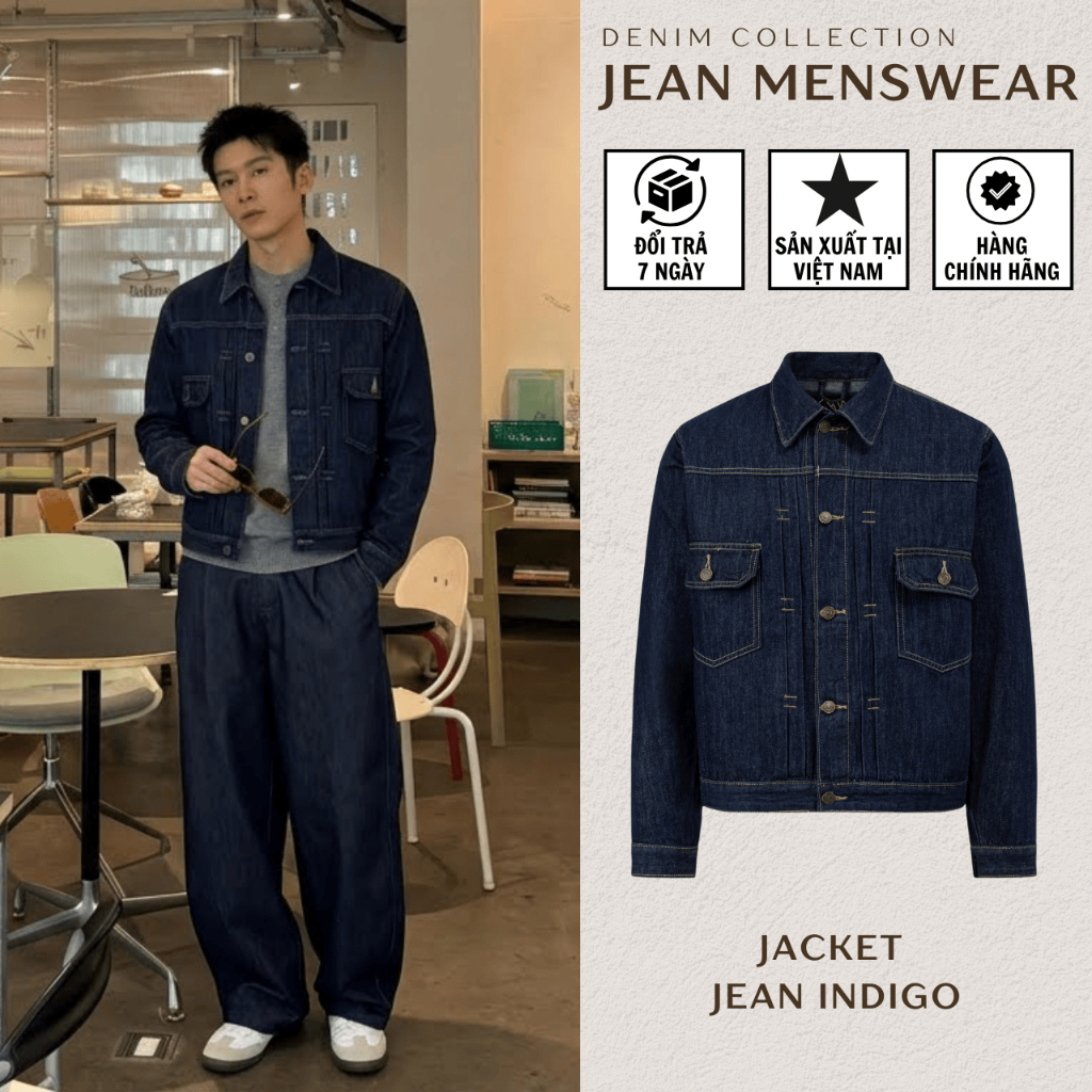 Jeans Jacket - Áo Khoác Jean Nam Form Rộng Màu INDIGO Cao Cấp I Áo Bò Nam Màu INDIGO HOTTREND 2026