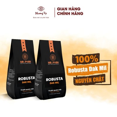 COMBO 2 Cà Phê Mr. Phin ROBUSTA DAK MIL 500g, cafe đậm đà, không chua, Phương Vy Coffee
