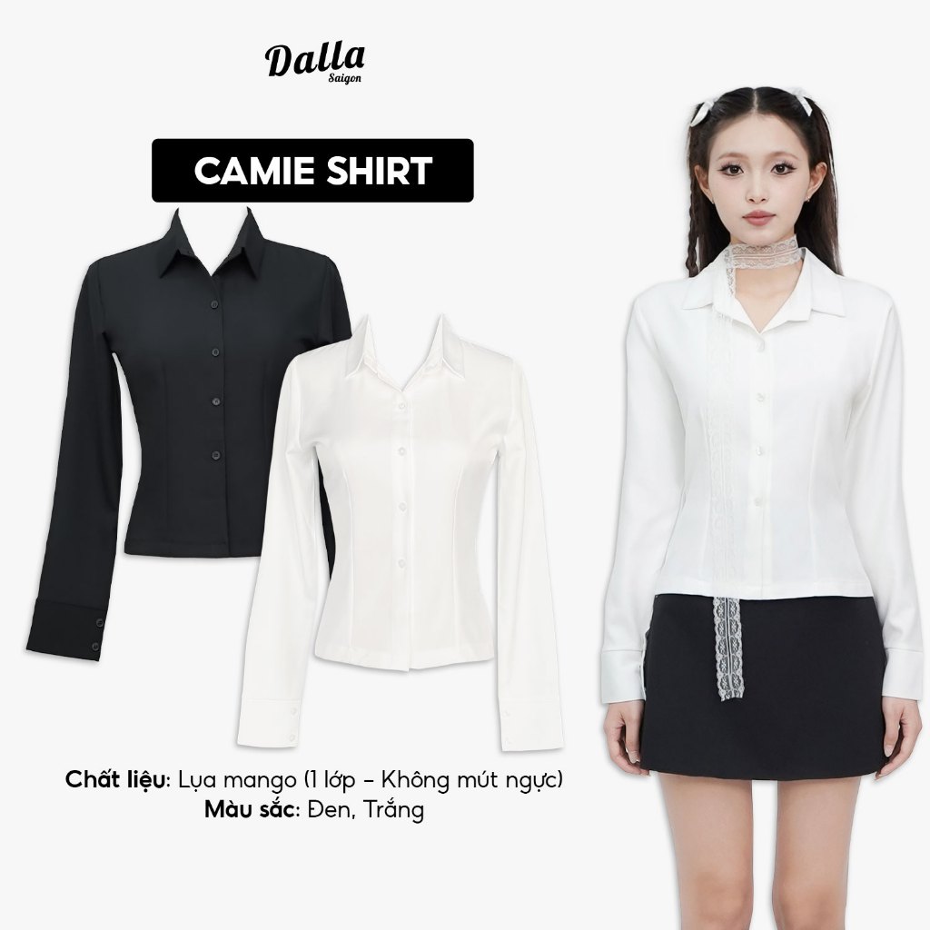 DALLA Áo sơ mi phom ôm basic tay dài (SM05) Camie Shirt