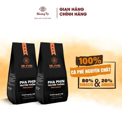 COMBO 2 Cà Phê Mr. Phin PHA PHIN TRUYỀN THỐNG 500g, cafe đậm vị chuẩn pha phin, Phương Vy Coffee