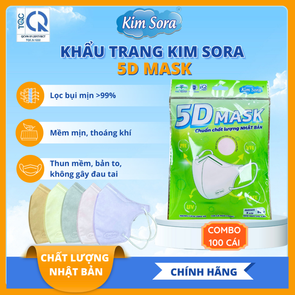 [COMBO 10 TÚI] Khẩu trang y tế 5D MASK - 10 cái/túi