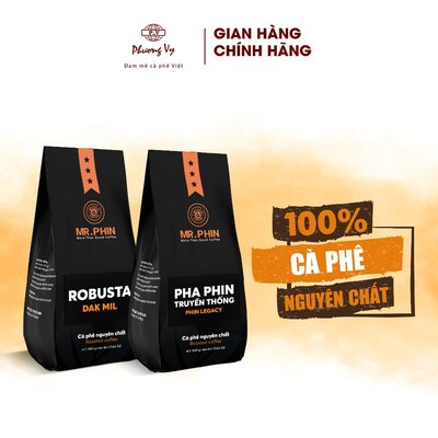 COMBO 1 Cà Phê Mr. Phin ROBUSTA DAK MIL & 1 PHA PHIN TRUYỀN THỐNG 500g, cafe đậm đà, thơm ngon, Phương Vy Coffee
