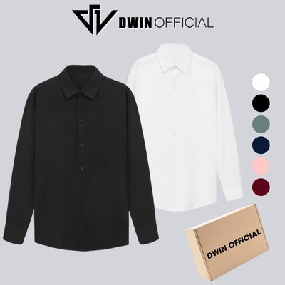 Áo sơ mi nam nữ dài tay DWIN trơn basic chất nhung chéo Hàn cao cấp chống nhăn SM06A
