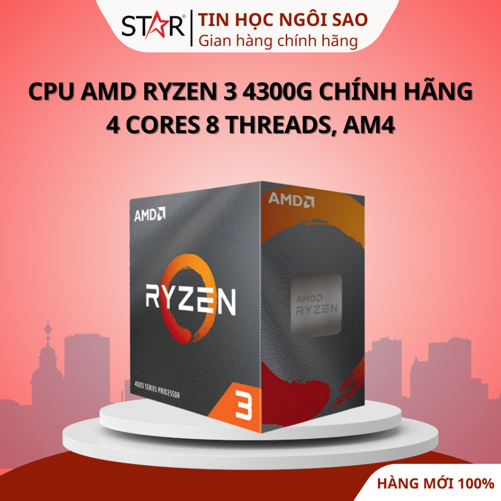 CPU AMD Ryzen 3 4300G Chính hãng | 3.8GHz Boost 4.0GHz, 4 Cores 8 Threads, AM4 - Bảo hành 36 tháng