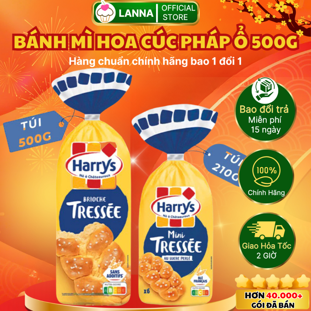 【CHÍNH HÃNG + DATE MỚI】Bánh mì hoa Cúc Pháp Harrys Brioche ổ lớn 500 gram (Hàng về mới mỗi tuần)