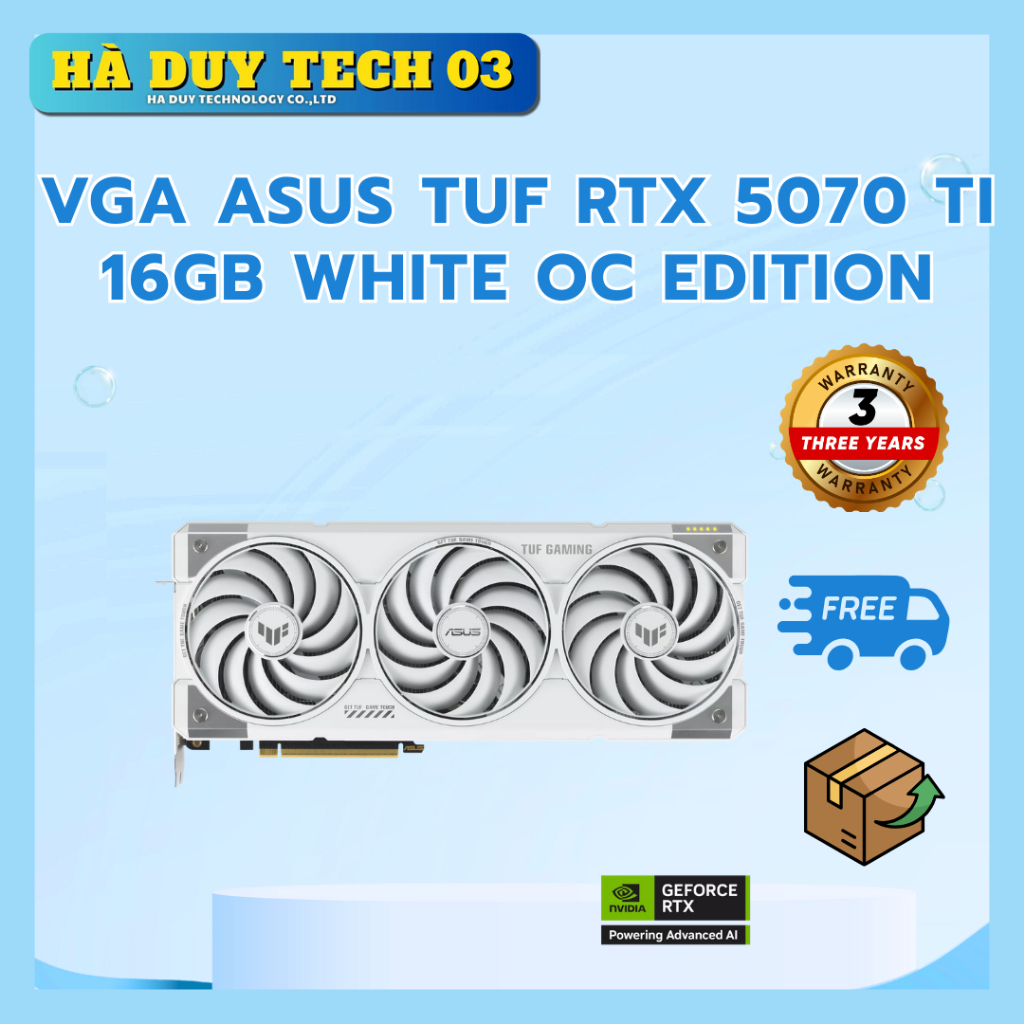VGA ASUS TUF RTX 5070 TI 16GB WHITE OC EDITION - Chính Hãng - BH 36T - Hà Duy Tech