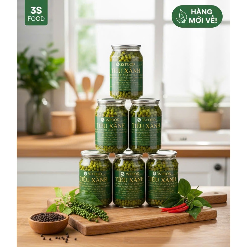 Tiêu xanh nguyên chùm, Hạt tiêu xanh ngâm giấm - Cay Thơm, Chua Cay, Ăn là ghiền