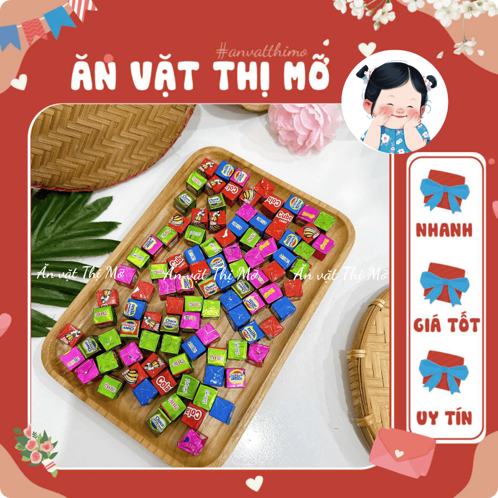 [50 VIÊN] Kẹo sữa socola cube Doten, choco cube candy, thơm ngon hấp dẫn
