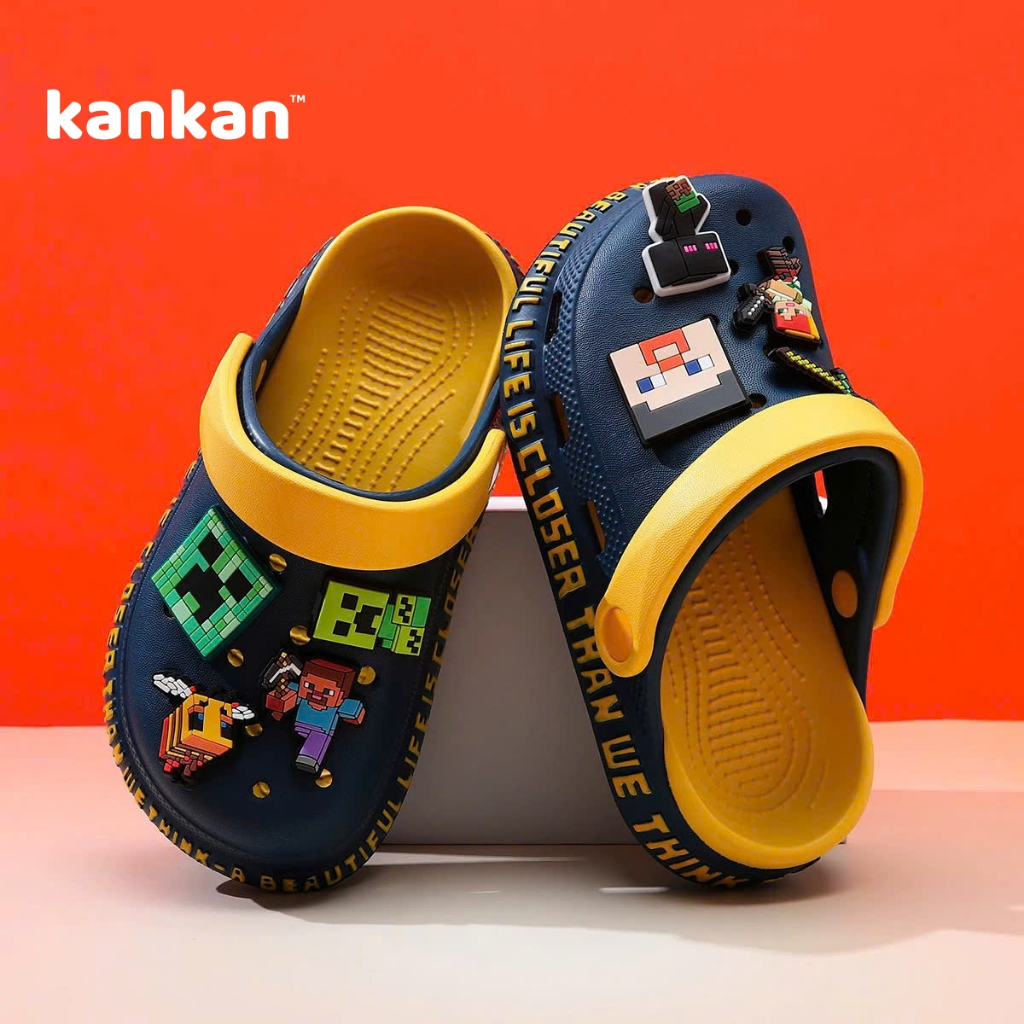 Sục Cho Bé Trai MineCraft Pokemon KanKanStore Dép Sục Có Quai Tặng Kèm Sticker KA132