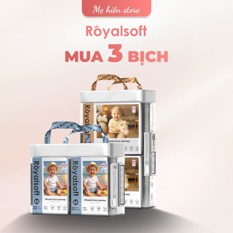 COMBO 3 BỊCH Bỉm ROYALSOFT Cao Cấp, Bỉm Tã Royal Soft Chính Hãng Từ NB-4XL