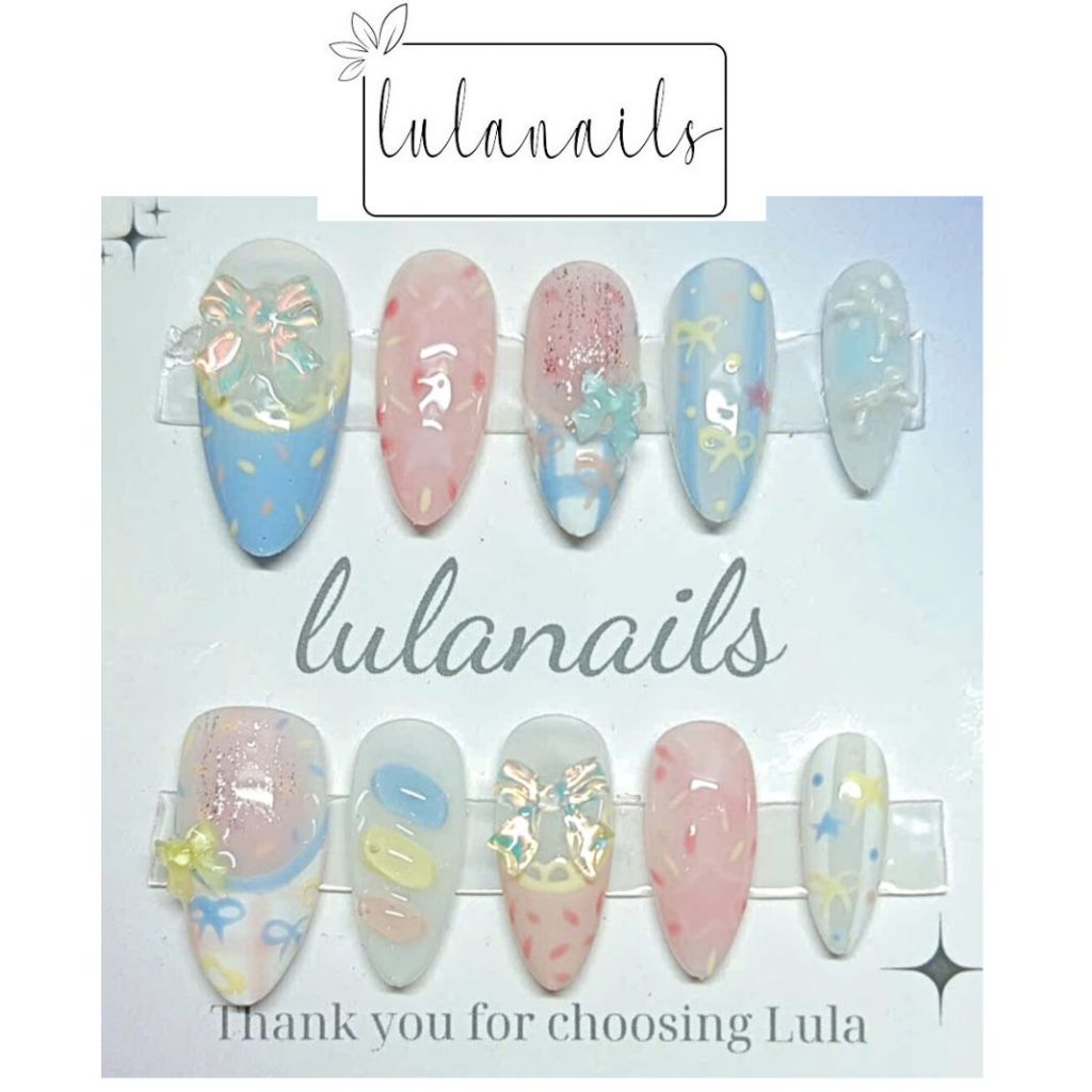 [NAILBOX][M539] Nailbox thiết kế summer mùa hè nơ nổi caro pastel đáng yêu vô cùng tận sắc màu