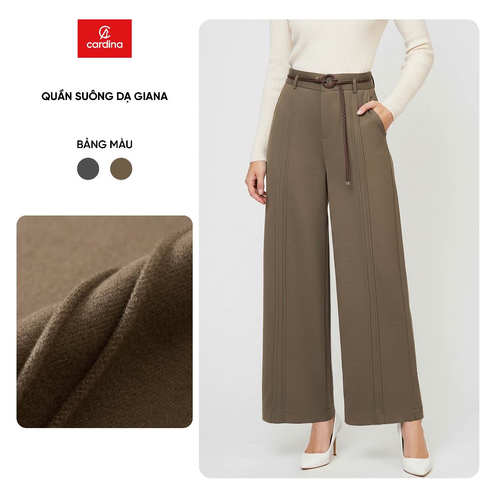 Quần dạ dài nữ GIANA CARDINA tạo gân trước kèm đai 5QDT51