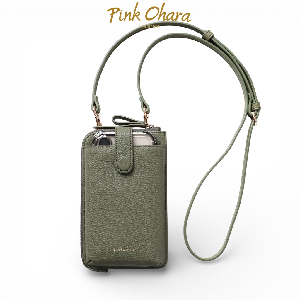 Túi Đeo Chéo Đựng Điện Thoại Da Bò Thật PINK OHARA