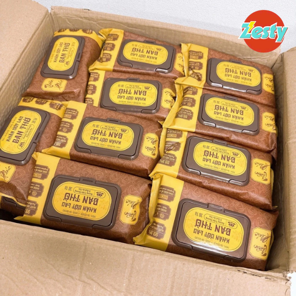 Thùng 10 Bịch Khăn Ướt Lau Bàn Thờ Thiên Phúc Hương Trầm Quế 30 Tờ Sáng Bóng Mặt Gỗ Bao Sái KUBT-TH