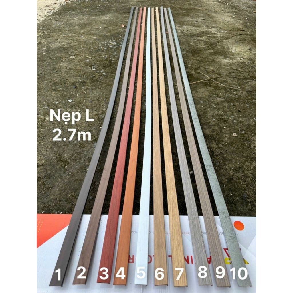 NẸP nhựa gỗ, nẹp kết thúc, nẹp SÀN NHỰA, dài 2,7m, vận chuyển sẽ cuộn tròn gọn