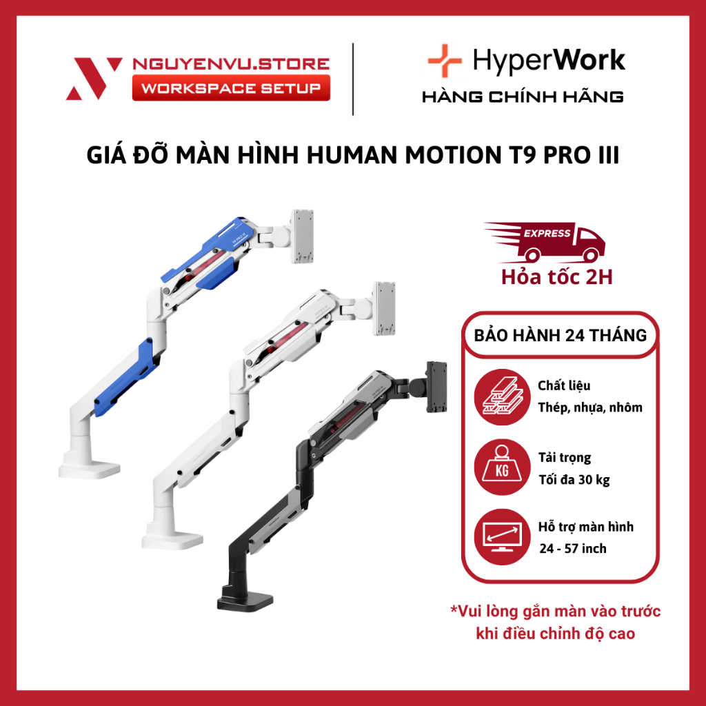 [MÀU MỚI] Giá đỡ màn hình Hyperwork T9 PRO III – Tải trọng 30Kg – Hỗ trợ màn hình 24 - 53 inch – Hàn