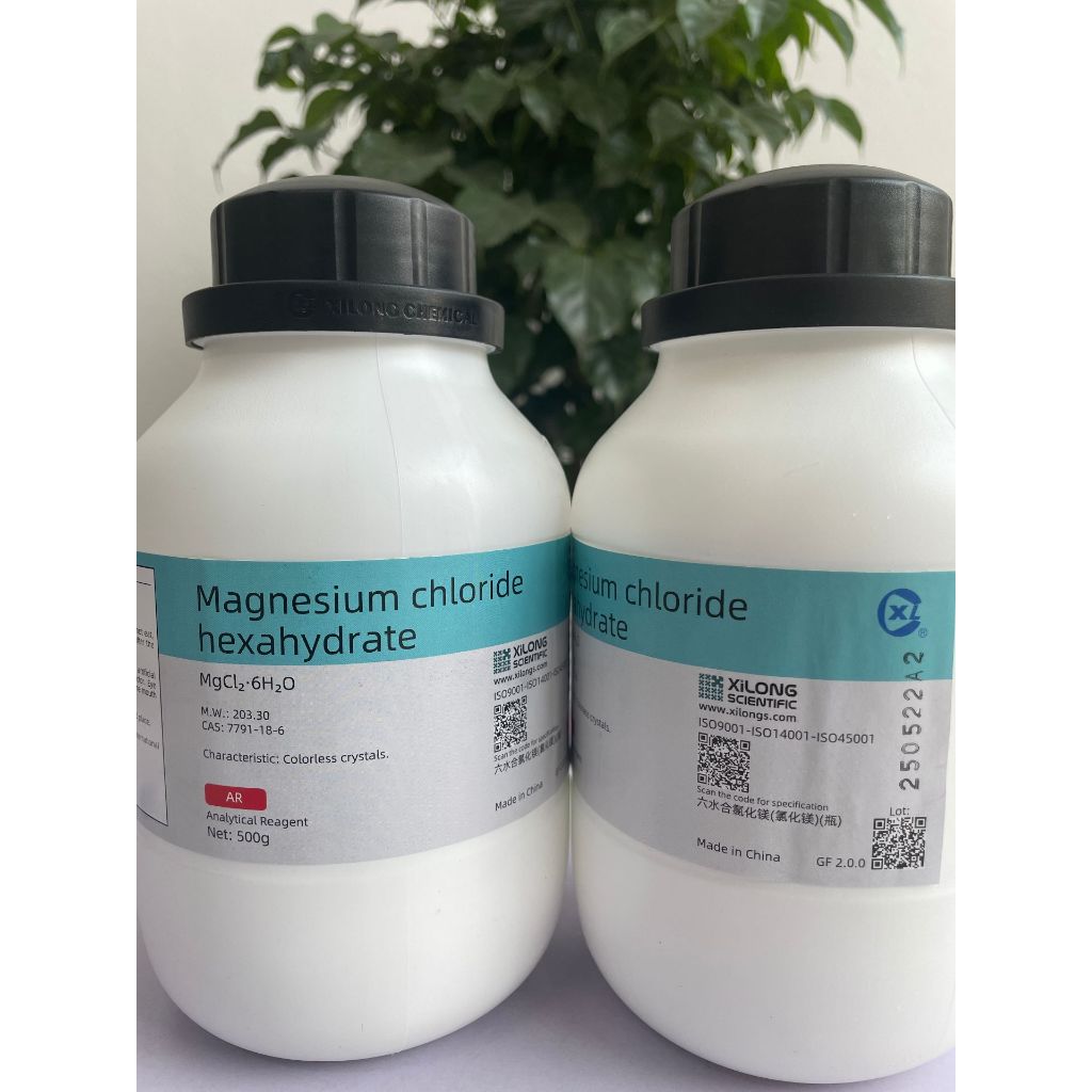 Magnesium Chloride Hexahydrate AR – MgCl2·6H2O – Chai 500g – Hóa Chất Phân Tích Phòng Thí Nghiệm
