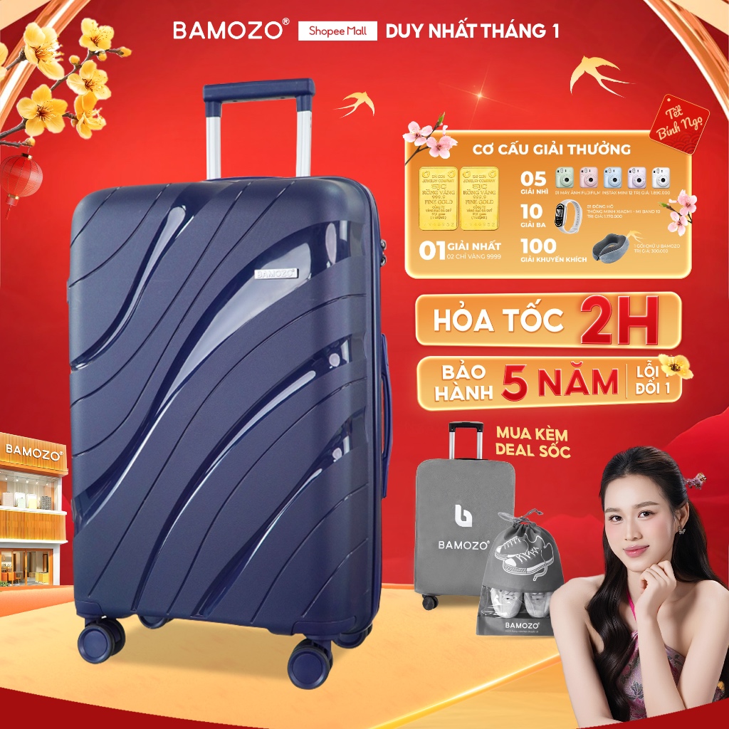 HOẢ TỐC Vali Kéo Du Lịch Bamozo Size 28 Cao Cấp Nhựa PP Chống Vỡ_Nancy