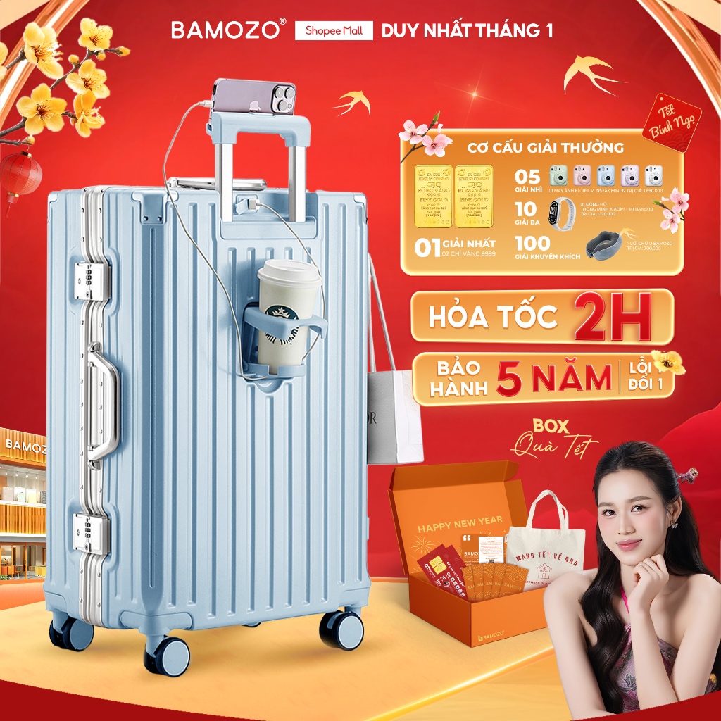 HỎA TỐC Vali Khung Nhôm Bamozo Size 28 Cao Cấp Bo 4 Góc Chống Va Đập_9066