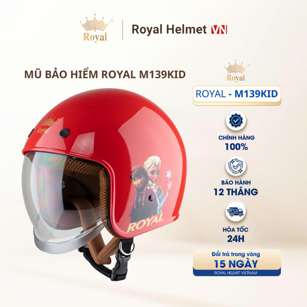 [FULL MÀU] Mũ bảo hiểm 3/4 ROYAL Helmet - M139 KID - Hàng chính hãng - Bảo hành 12 tháng