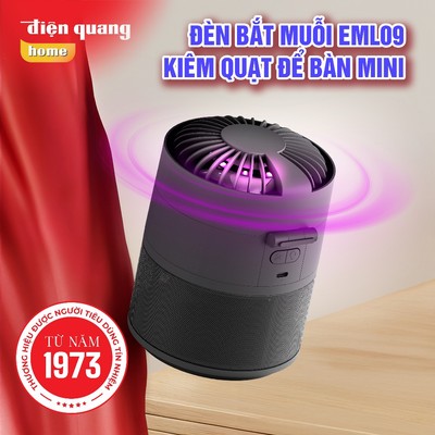 [HỎA TỐC] Quạt bàn mini kiêm Đèn bắt muỗi Điện Quang EML09 bắt muỗi bằng quạt hút, không gây tiếng ồn, bảo hành 12 tháng