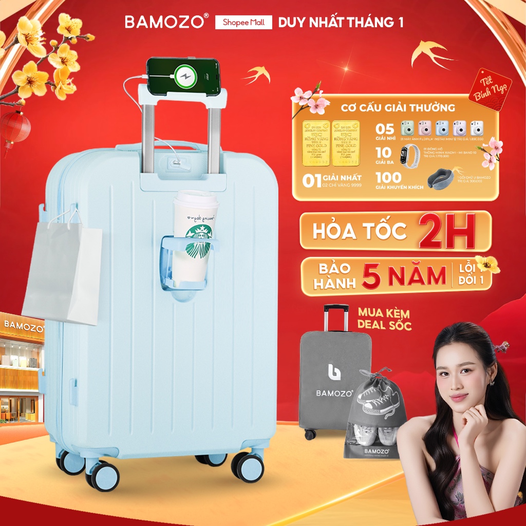 Vali Du Lịch Bamozo Thời Trang Size 20/24 Chất Liệu Nhựa ABS 3 Lớp Bền Đẹp_8812