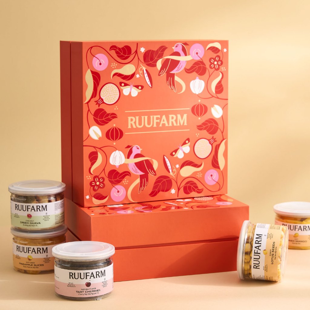 Hộp quà tết Diên Vị Ruufarm 6 món kèm túi xách cùng bộ 2026