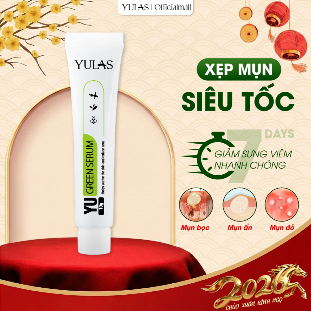 Serum Chấm Mụn YULAS YU GREEN SERUM 10G Hỗ Trợ Giảm Sưng Viêm Mụn, Làm Dịu Da, Hạn Chế Kích Ứng Da