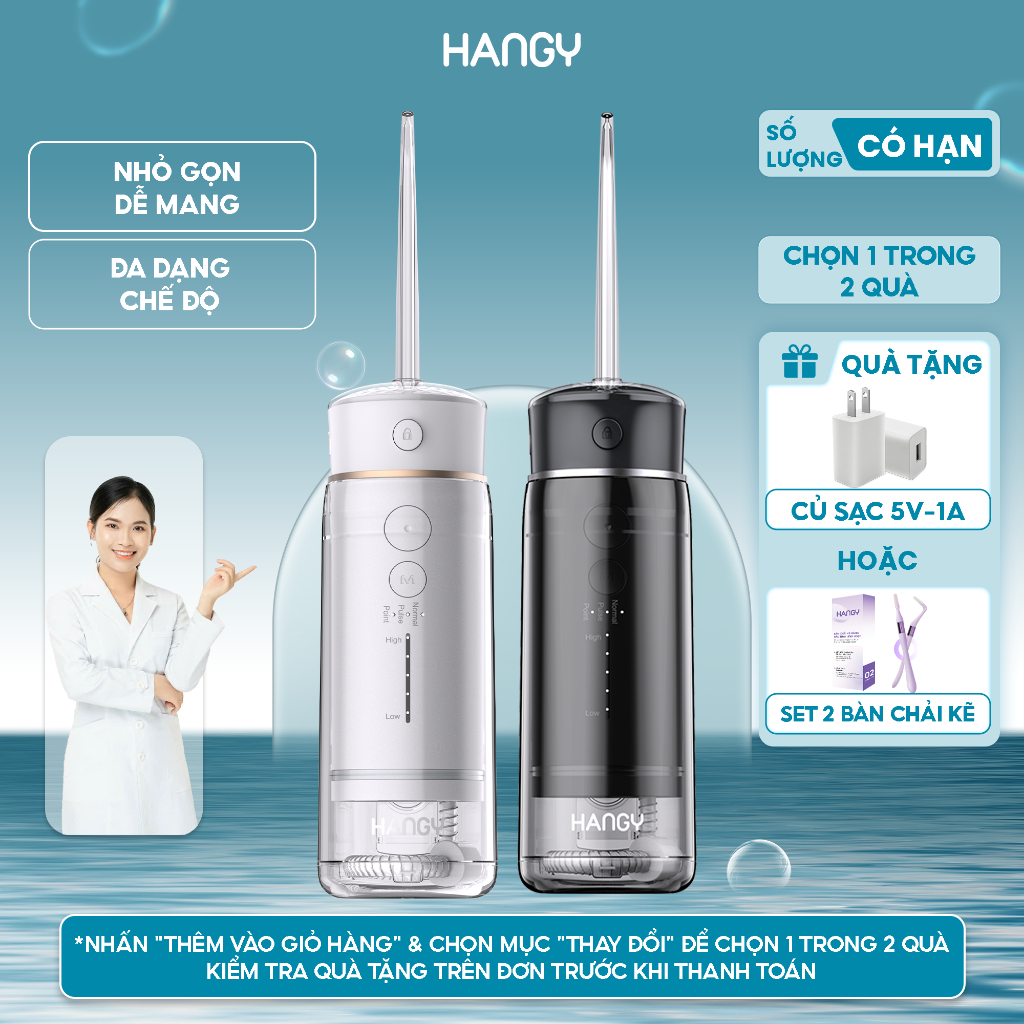 Máy tăm nước mini HANGY HM23 Pro & O16 | Tia nước mạnh, nhỏ gọn | Đổi mới trong 12 tháng