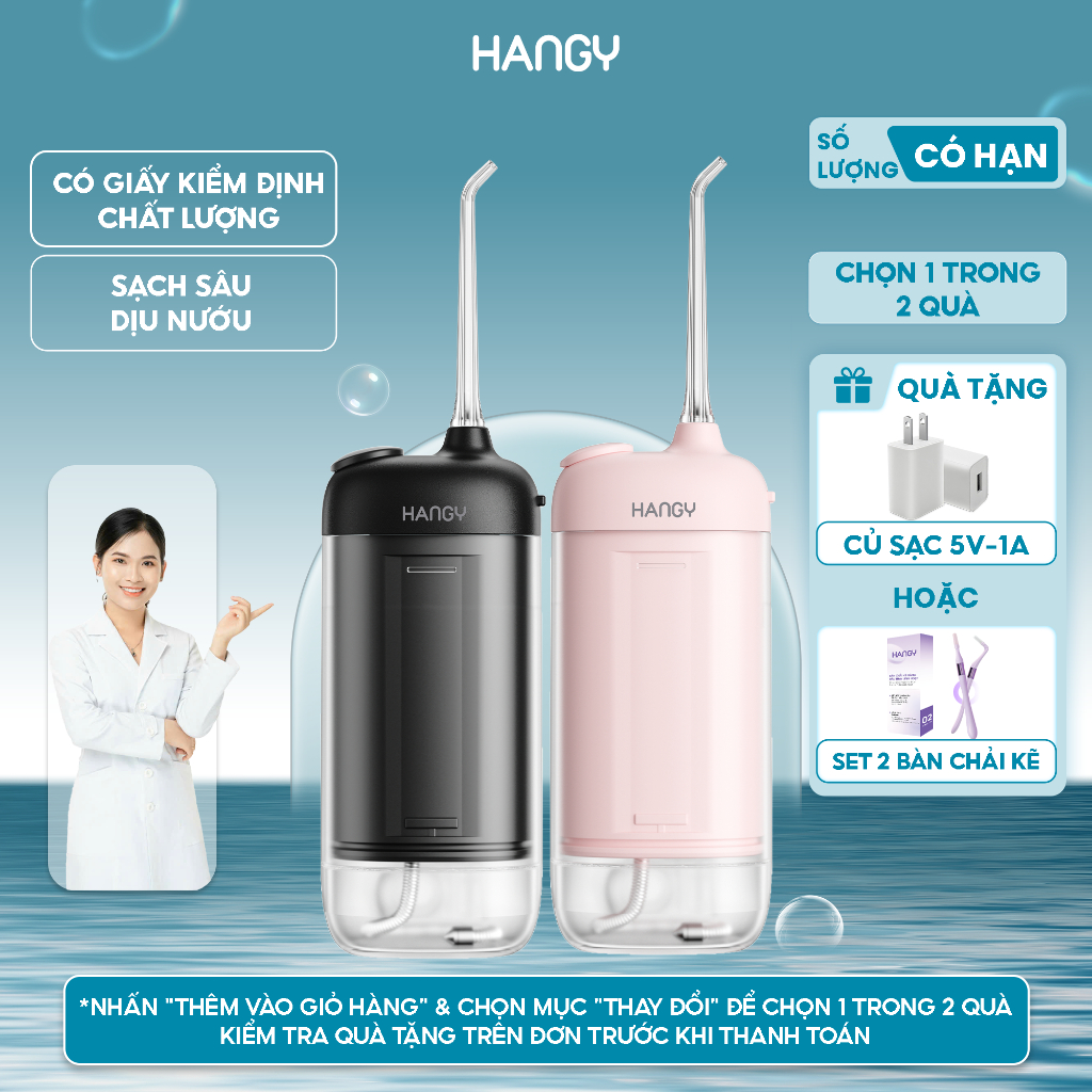 Máy tăm nước mini HANGY HM23 Pro & O16 | Tia nước mạnh, nhỏ gọn | Đổi mới trong 12 tháng