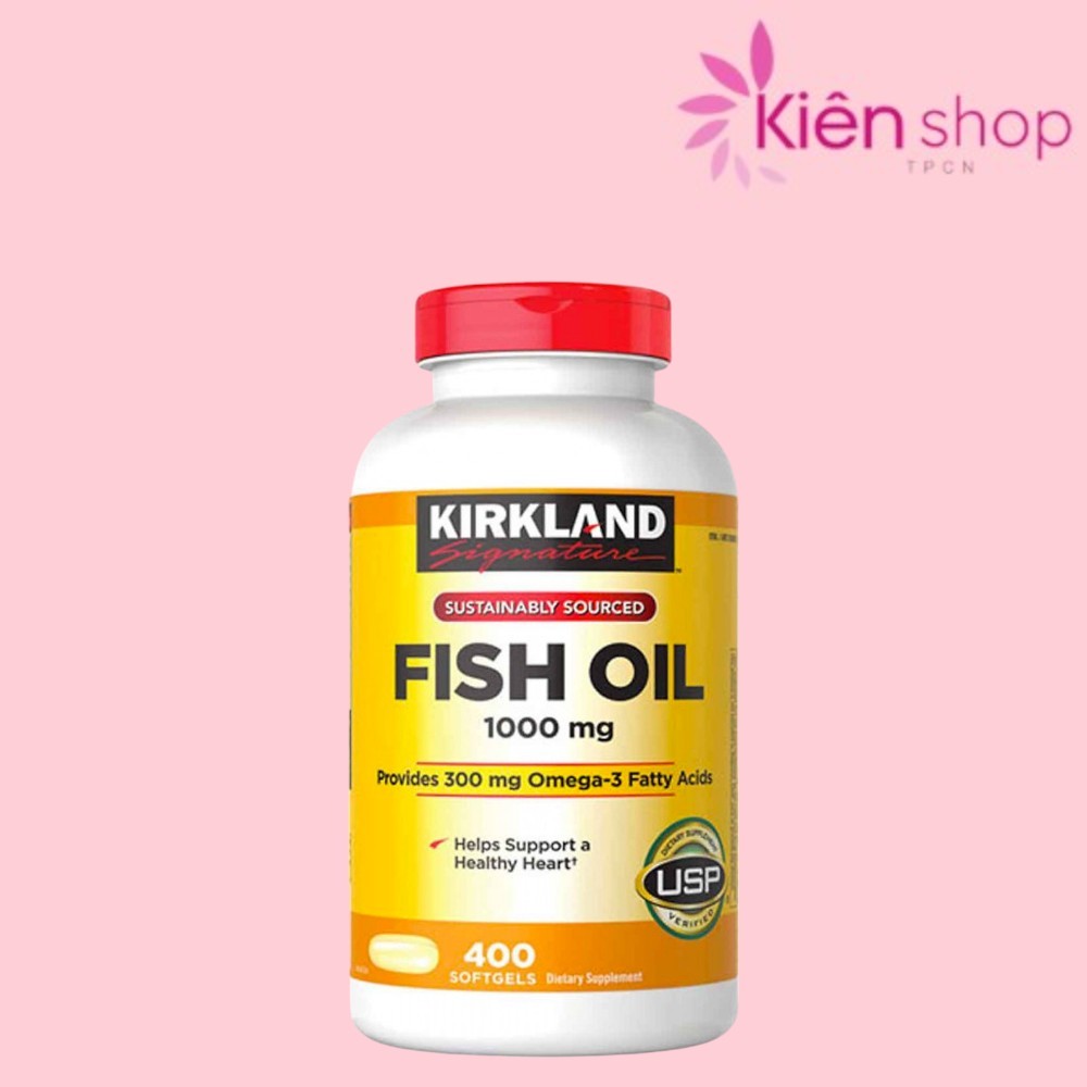Dầu cá Kirkland Signature Fish oil 1000mg hỗ trợ sức khỏe tim mạch và tốt cho não bộ hộp 400 viên củ