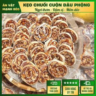 [DATE MỚI] 🍌 Kẹo Chuối Cuộn Đậu Phộng - Kẹo Chuối Đậu Cuộn Bánh Tráng Phồng Mềm Dẻo Ngọt Dịu