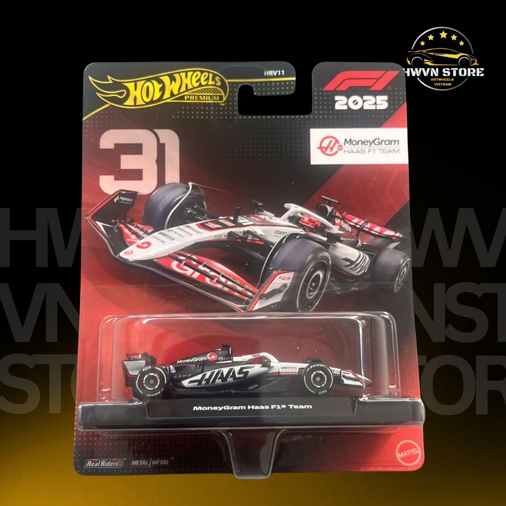 Xe mô hình Hotwheels Premium F1 MoneyGram Haas   F1 Team - A524 (#31) - 2025