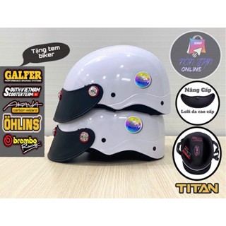 [TẶNG TEM BIKER] Nón Bảo Hiểm CHÍNH HÃNG TITAN- Mũ Bảo Hiểm Nửa Đầu - Phủ Nano - Gắn 3 Ốc Salaya + Mèo Thần Tài