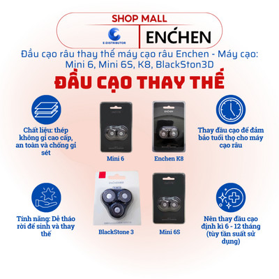 [HỎA TỐC] Đầu cạo râu thay thế Enchen Mini 6, Mini 6S, K8, BlackStone - Hàng chính hãng