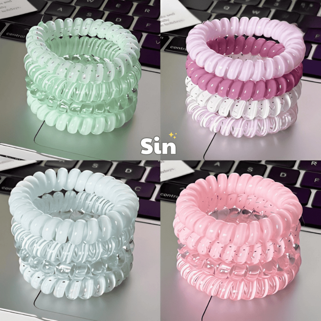 Set 4/6/8/16/20 Dây cột tóc lò xo dạng túi Beary Dây buộc tóc nữ Thun cột tóc cao su xoắn ốc Hàn Quố