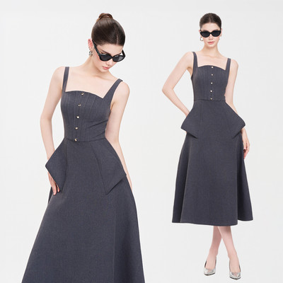 RECHIC Đầm dài Limsi dáng peplum chiết eo thanh lịch sang trọng