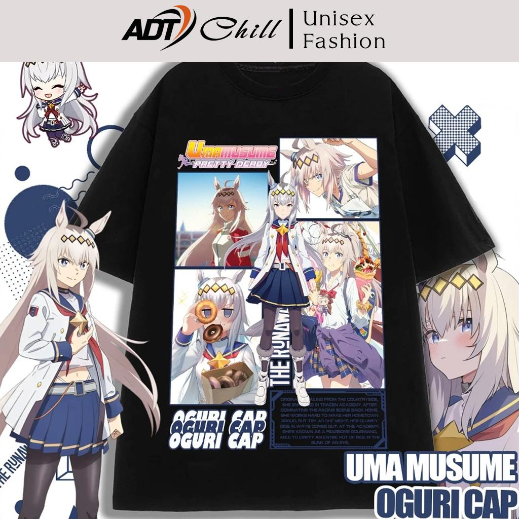 Áo thun đen trắng Oversized Uma Musume: Oguri Cap -  Attack On Titan Nhiều Mẫu