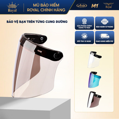 Kính Thẳng Che Mặt Gắn Mũ Bảo Hiểm Royal Gắn Nón M20C M379 Có 3 Khuy Bấm Vừa Các Size M L XL