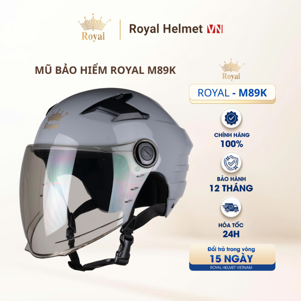[FULL MÀU] [ĐỘC QUYỀN]Nón Bảo Hiểm 1/2 Có Kính Royal M89K Phiên Bản Kính Dài Che Phủ Tối Ưu Có Lỗ Th