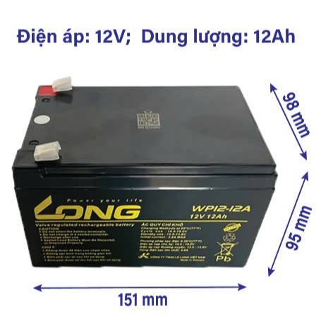 Bình ắc quy Long 12V 12Ah ( WP12-12A )
