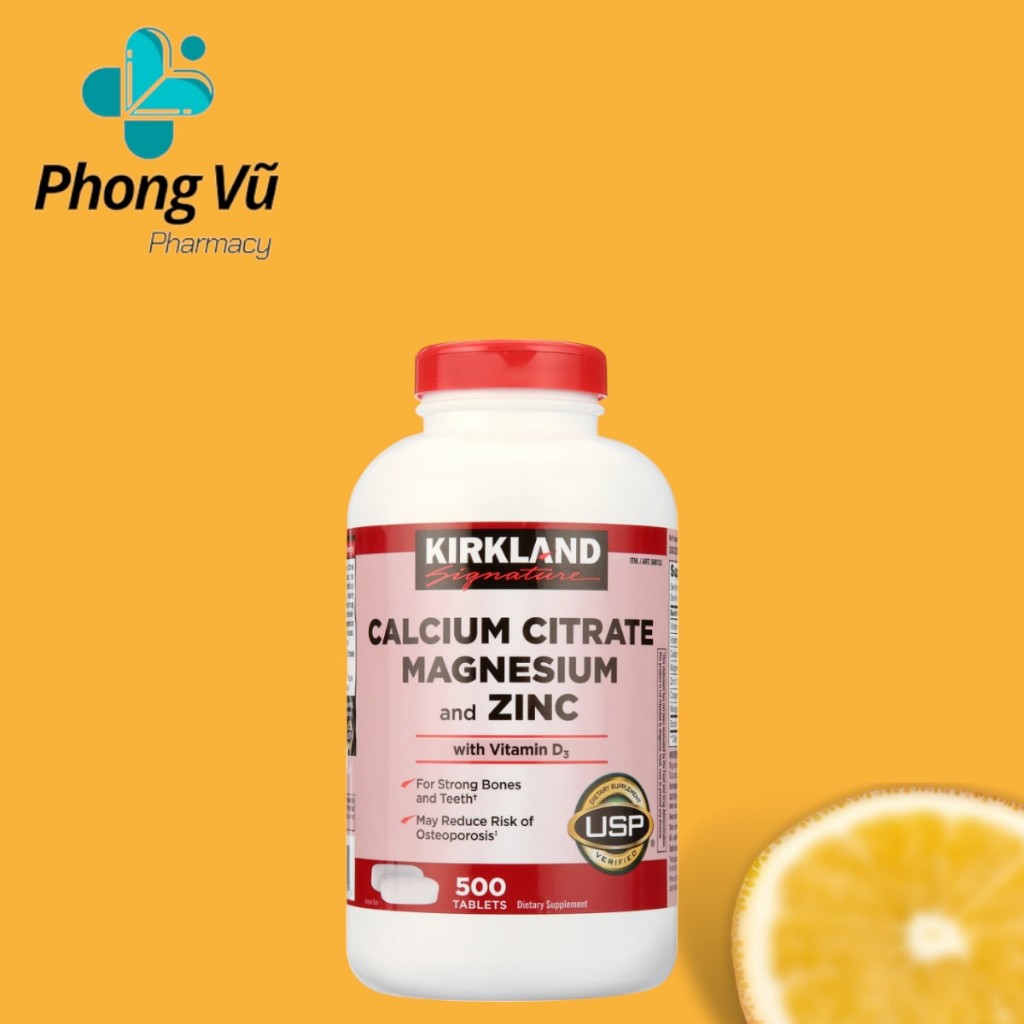 Canxi Zinc Kirkland 500 viên uống bổ xung Calcium Citrate Magnesium and kẽm