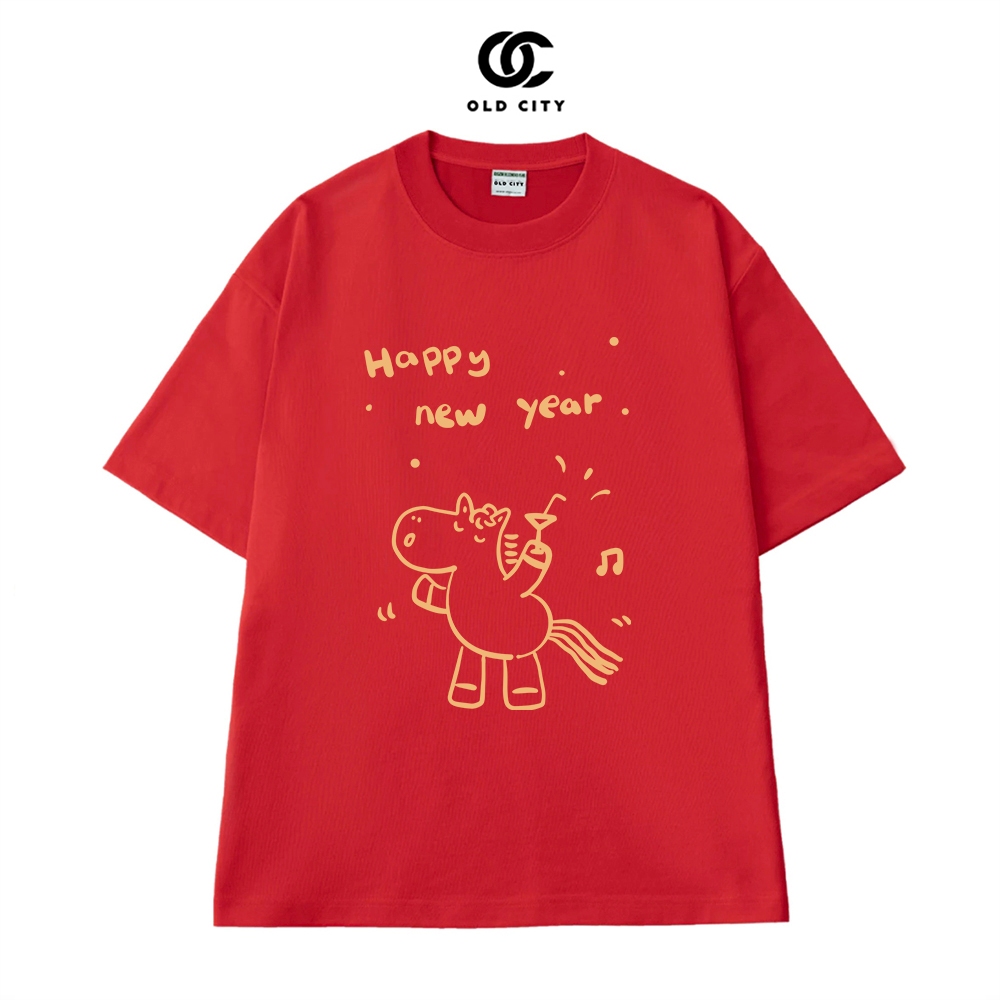 Áo thun Ngựa Happy New Year chất cotton mềm mịn cao cấp -  Old City Studio
