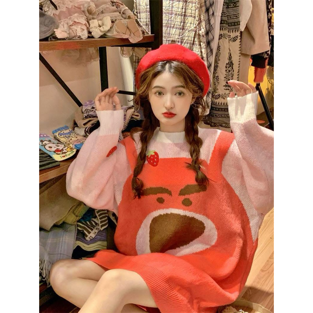 Đầm len hình Gấu Jiwa Newtag