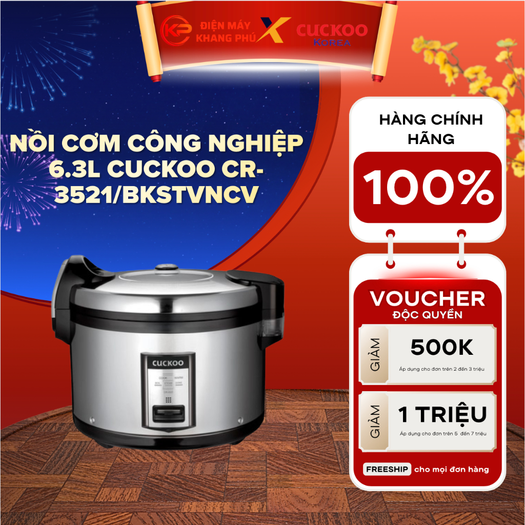 Nồi cơm công nghiệp 6.3L Cuckoo CR-3521/BKSTVNCV