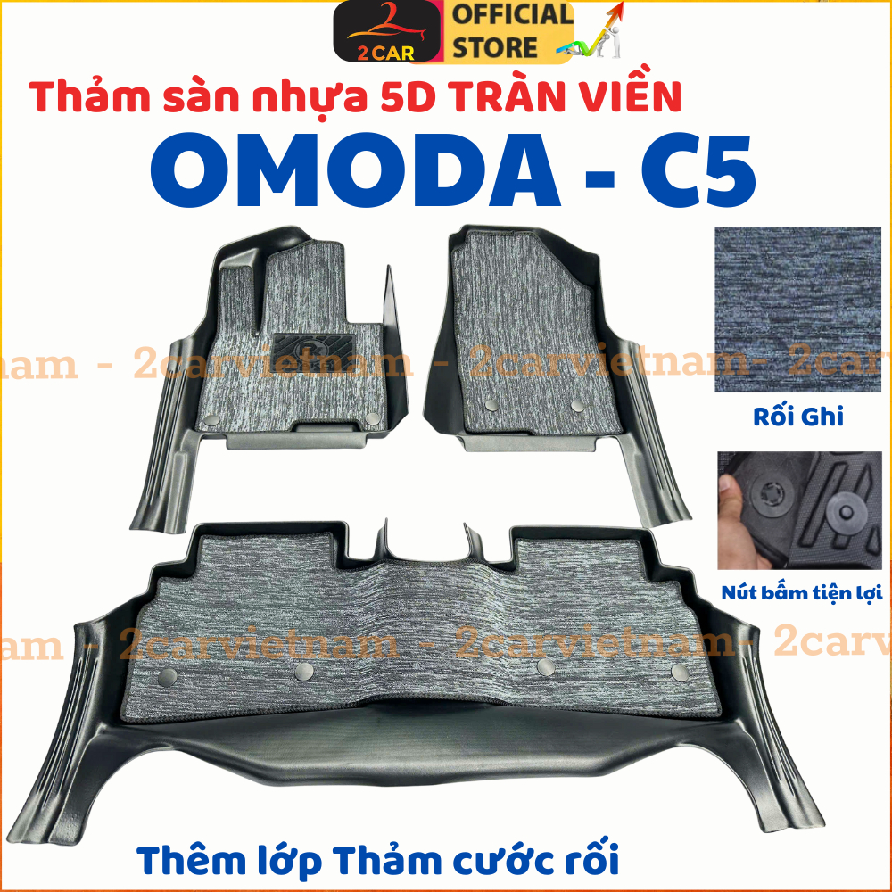 Thảm lót sàn NHỰA 5D xe OMODA C5 - Mẫu TPE Tràn viền bậc cửa, Dễ vệ sinh - Mẫu BẬC DÀI