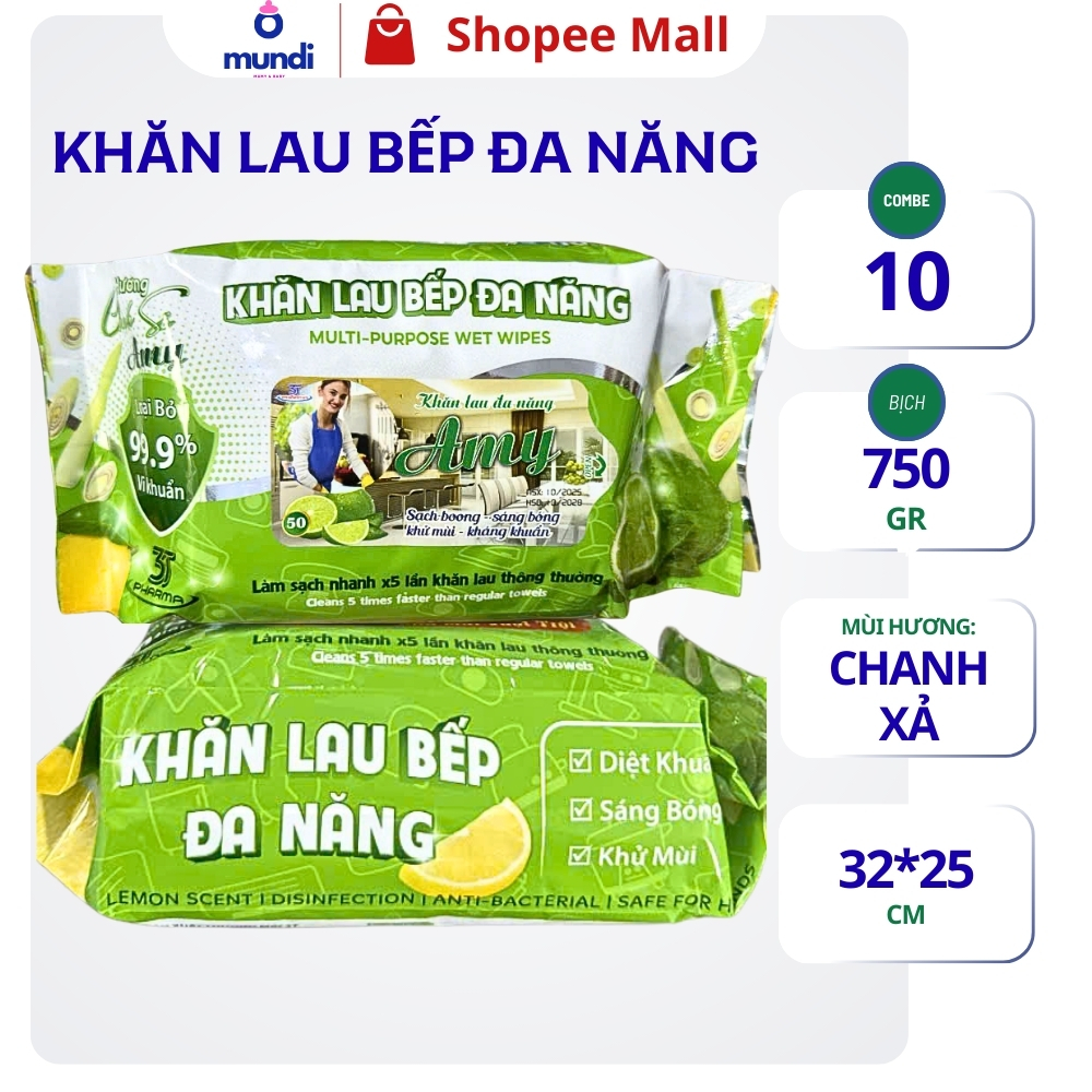 Thùng 10,5 & 2 Gói Khăn Ướt Lau Bếp Đa Năng Gói 750Gr Dùng 1 Lần, Khăn ECCO, Khăn Uớt Lau BẾP AMY