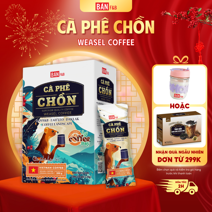 Cà Phê Chồn Thơm Ngon Đậm Vị Bản F&B đặc biệt Hộp 10 Gói x 20g - Bản F&B